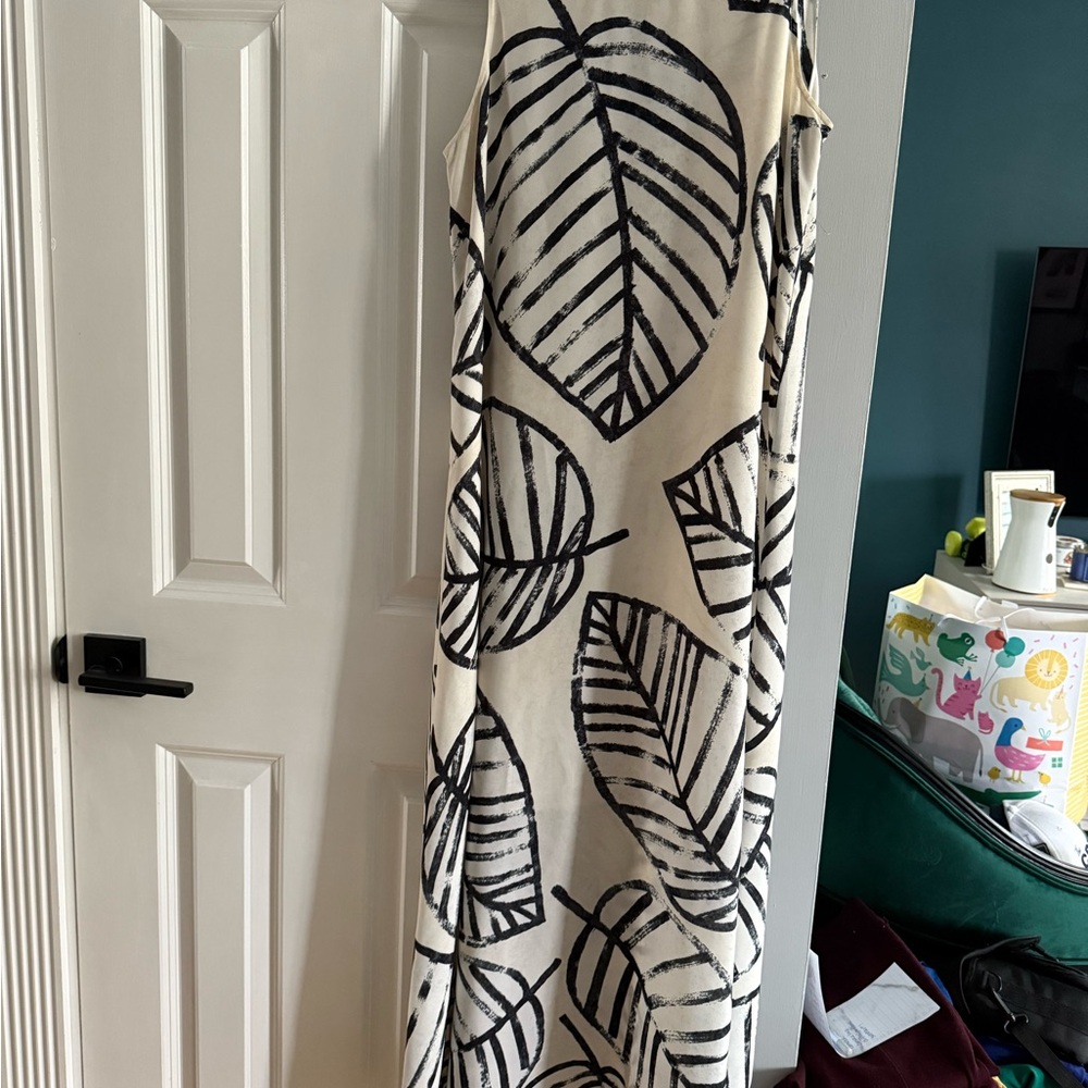 NIC+ZOE Navy Cream Leaf Maxi Dress